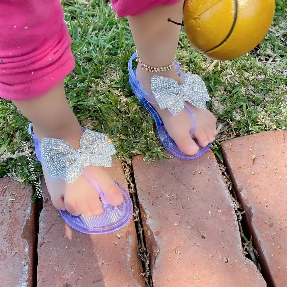 Clear Bling Bow Sling Back Little Girl Sandal